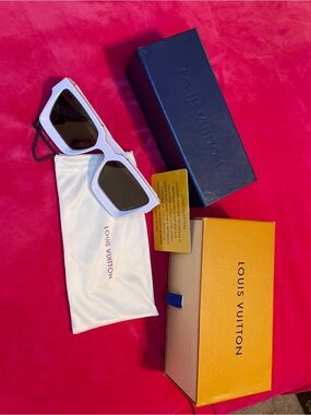 Louis Vuitton White Rectangular Sunglasses